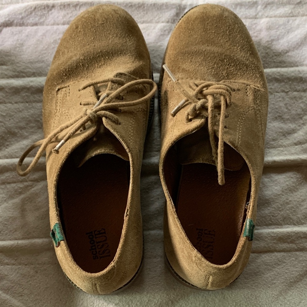 School Issue Light Brown Kids Buck Uniform Shoes